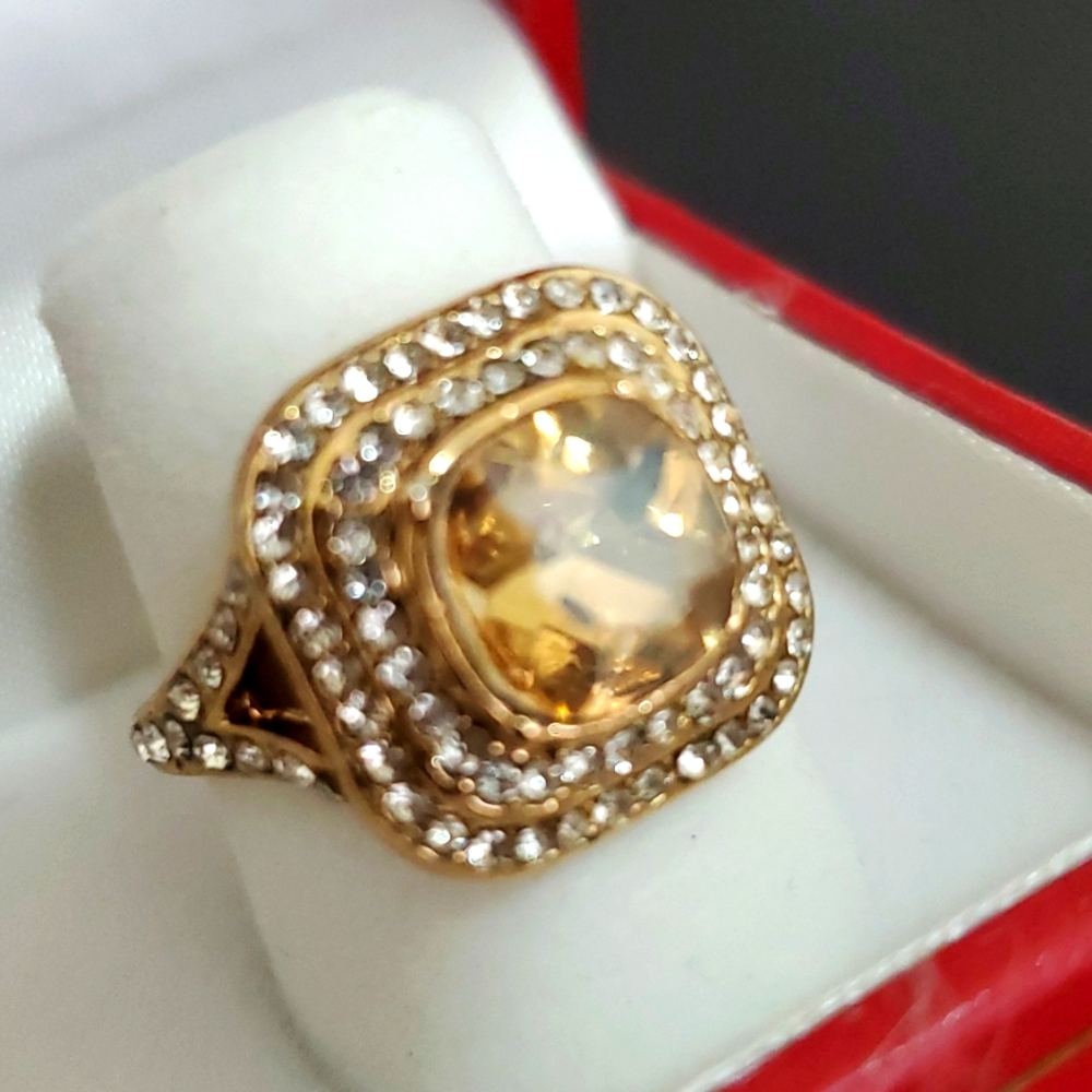 New 18K Gold Plated Stainless Steel Diamond Rings Size 6